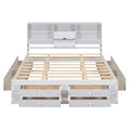 King Size Platform Bed With Storage Headboard And 8 Drawers, White Box Spring Not Required King White Wood Bedroom Bed Frame Solid Wood Mdf