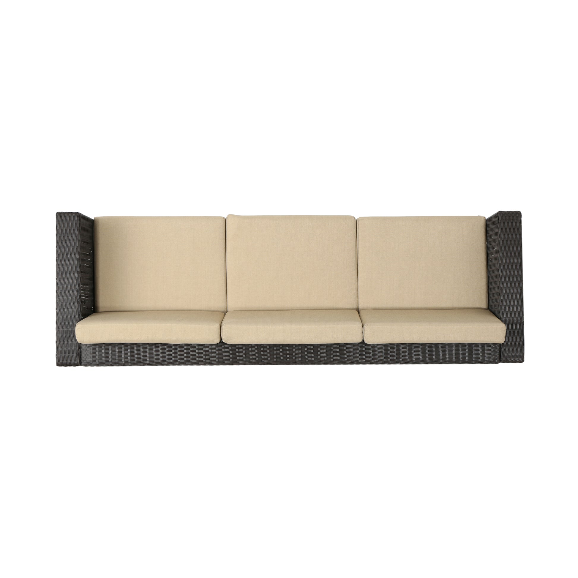 Puerta 3Seater Brown Beige Pe Rattan Iron