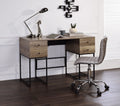 Desirre Rustic Oak & Black Finish Wirting Desk W Usb Port Oak Synthetic Wood