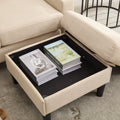 Beige Color Knock Down 3 Seat Combo Sofa With Storage Ottoman For Living Room Apartment Bedroom And Compact Room, Upholstered Sectional Couch, L Shaped Bench With A Footrest, A Individual Sto White Wood Primary Living Space Heavy Duty Pine 3 Seat Beige