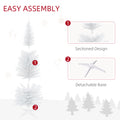 Homcom 6' Artificial Pencil Christmas Tree, Slim Xmas Tree With 390 Realistic Branch Tips And Plastic Stand, White White Plastic