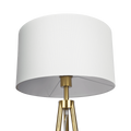 Sway Brassed Gold Floor Lamp With On Off Switch Triple Legs White Fabric Shade Black,Gold,White Table&Floor Lamps Fabric,Metal