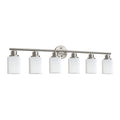 Modern 6 Light Vanity Wall Sconce, Brushed Nickel Finish With Frosted Glass Shades For Bathroom Or Hallway Lighting No Bulbs Brushed Nickel Glass,Iron