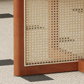 A Natural And Elegant Deep Red Wooden Coffee Table With Artificial Rattan Decorations, Perfect For A Fashionable Living Room And Comfortable Tea Drinking Time Red Wood