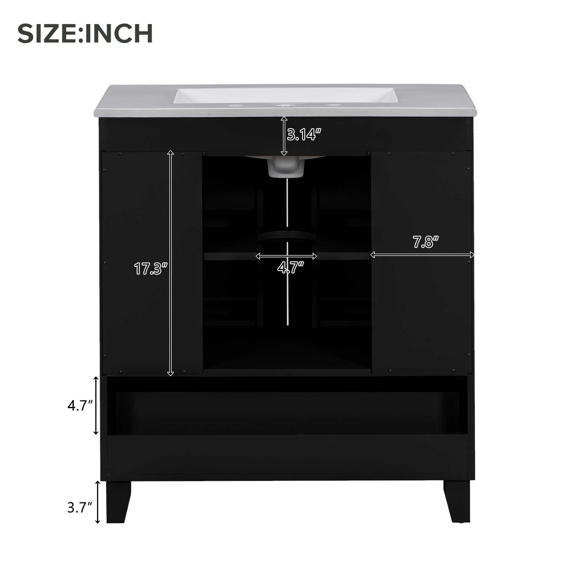 30" Black Bathroom Vanity Set With Ceramic Sink And Large Storage Space Ideal For Small Bathrooms Black Bathroom Solid Wood Mdf