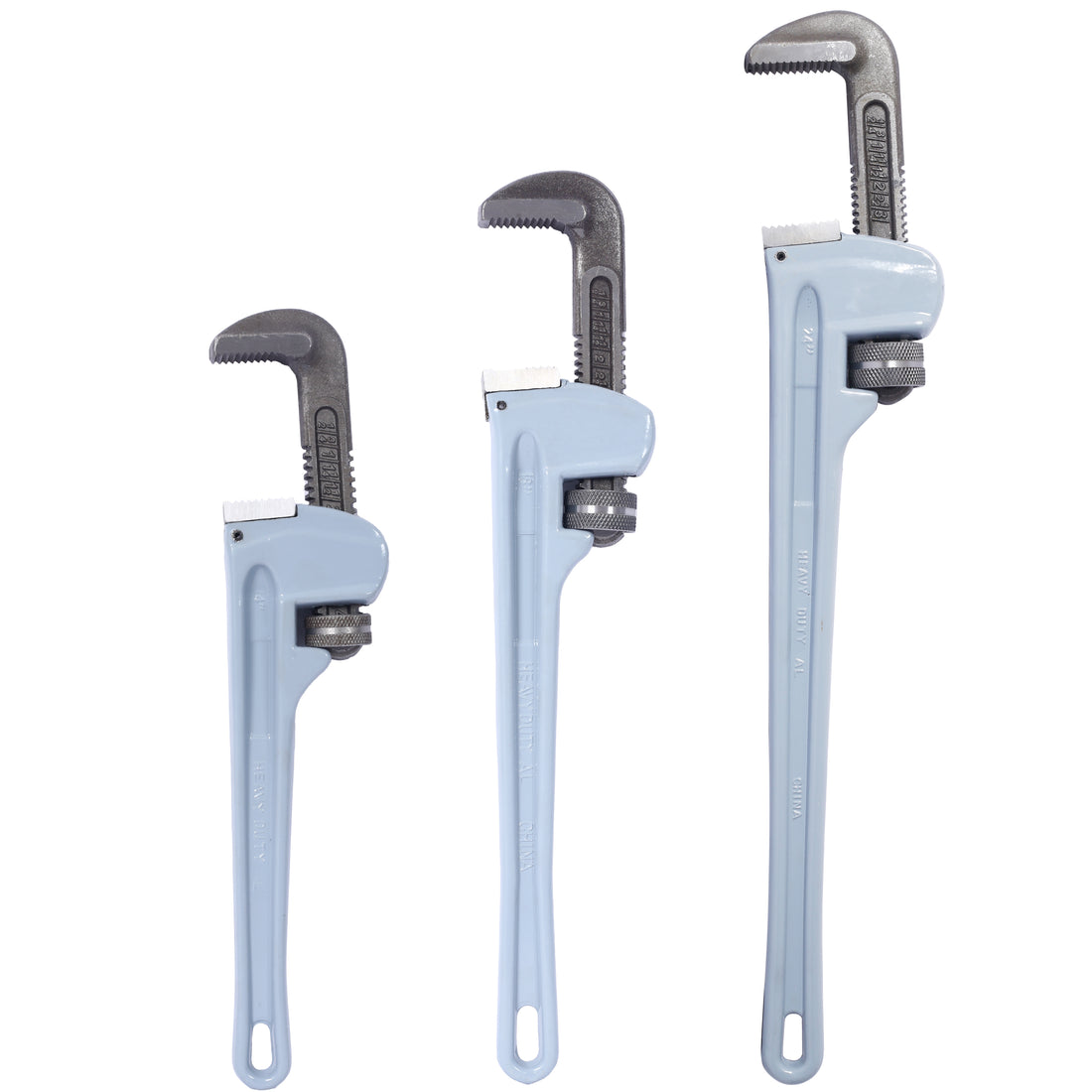 3Pcs Aluminium Pipe Wrench Adjustable Jaw Plumbing Pipe Wrench 14" 18" 24" Inch Pipe Wrench Set Light Gray Aluminium Alloy