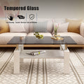 Rectangle Coffee Table, Tempered Glass Tabletop With Mdf Layer, Modern Table For Living Roomgray Glass Gray Tempered Glass