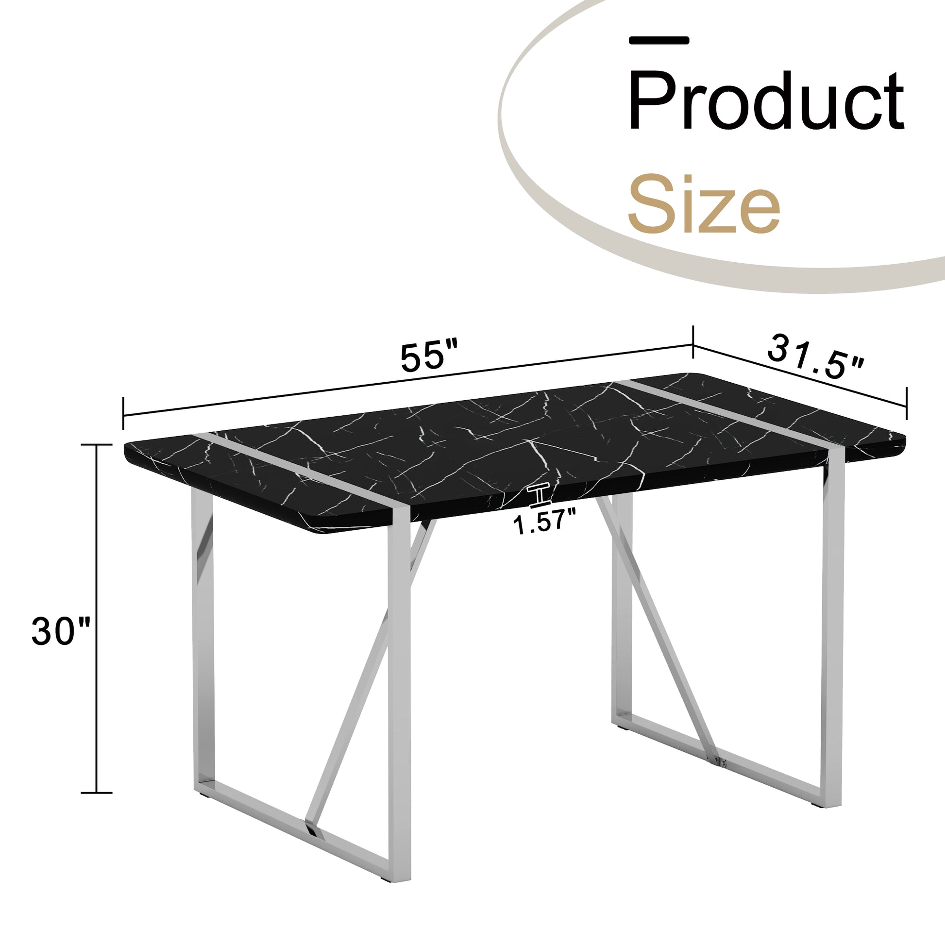 A Rustic Industrial Rectangular Mdf Black Dining Table For 4 6 People, With A 1.5 "Thick Mdf Desktop And Electroplated Metal Legs, Used For Writing Tables, Kitchens, Terraces, Dining