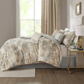 7 Piece Textured Cotton Blend Comforter Set Gray Queen Queen Multicolor Polyester
