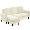 Modern Design Chenille 3 Seat L Shape Sectional Sofa With Storage Chaise For Apartment, Studio, Office,Living Room,L Shape Off White Off White Chenille Metal Primary Living Space Soft Modern Foam