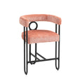 Coolmore Bar Stools Set Of 2, Modern Bar Stool With Back, Black Metal Frames, Upholstered Bar Stools For Kitchen Island, Pub, Club Pink Chenille Pink Foam Chenille