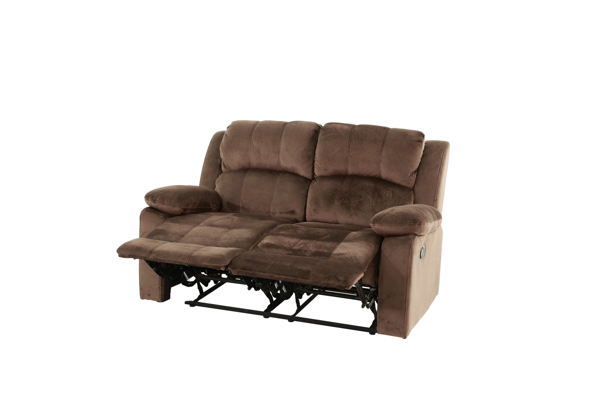 Motion Loveseat 1Pc Living Room Furniture Chocolate Padded Suede Plush Cushion Couch Metal Reclining Chocolate Suede Metal Primary Living Space Cushion Back Contemporary,Modern Pillow Top Arms Suede 2 Seat