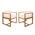 Patio Dining Chairs Set Of 2 Teak Beige Acacia Wood