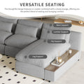 L Shaped Modular Sectional Sofa With Removable Back Cushions,3 Pillows And 2 Storage Spaces,Suitable For Living Rooms,Offices And Apartments Gray Polyester 3 Seat