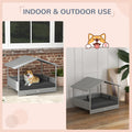 Pawhut Wicker Dog House Outdoor With Canopy, Rattan Dog Bed With Water Resistant Cushion, For Small And Medium Dogs, Gray Gray Rattan