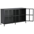 Heavy Duty Metal Modern Sideboard Buffet Cabinet With Storage Premium Steel Storage Cabinet ,Adjustable Feet,Glass Doors,Large Capacity Organizer For Living Room,Bed Room,Dining Room Black Kitchen