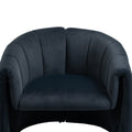 Coolmore Accent Chair With Ottoman, Mid Century Modern Barrel Chair Upholstered Club Tub Round Arms Chair For Living Room Bedroom Office Black Velvet Black Foam Velvet