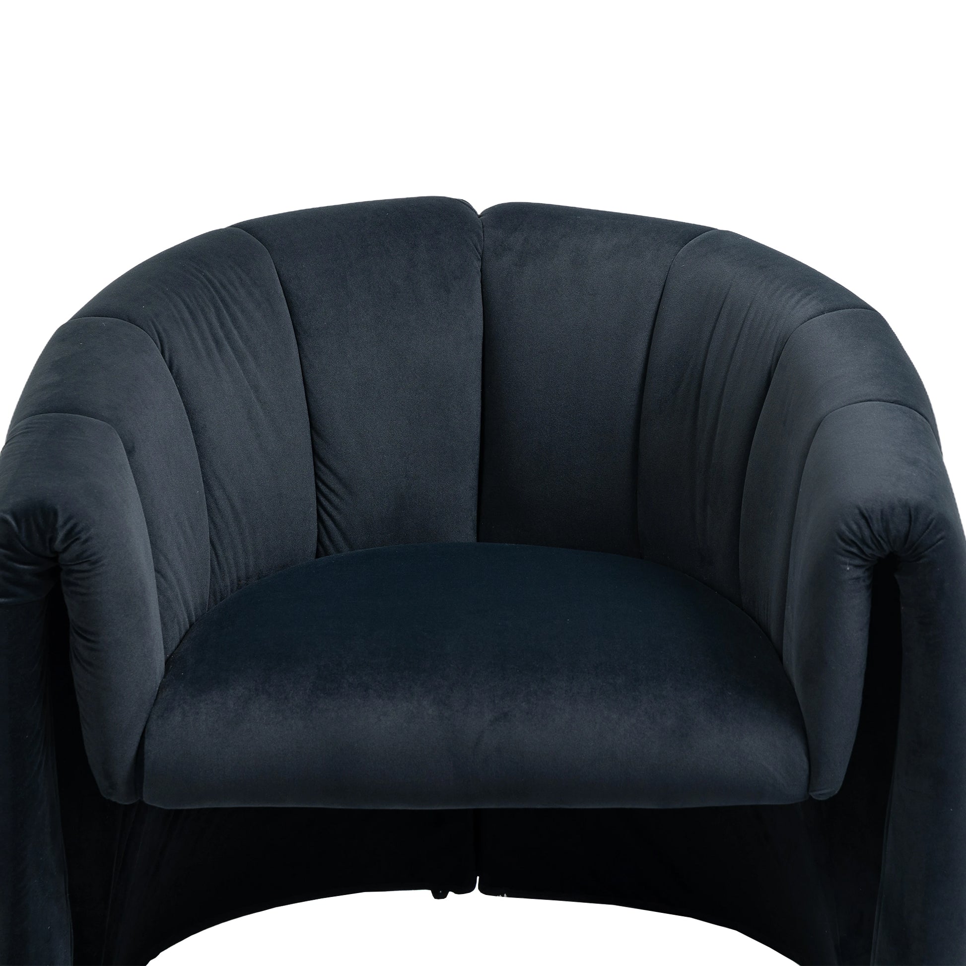 Coolmore Accent Chair With Ottoman, Mid Century Modern Barrel Chair Upholstered Club Tub Round Arms Chair For Living Room Bedroom Office Black Velvet Black Foam Velvet