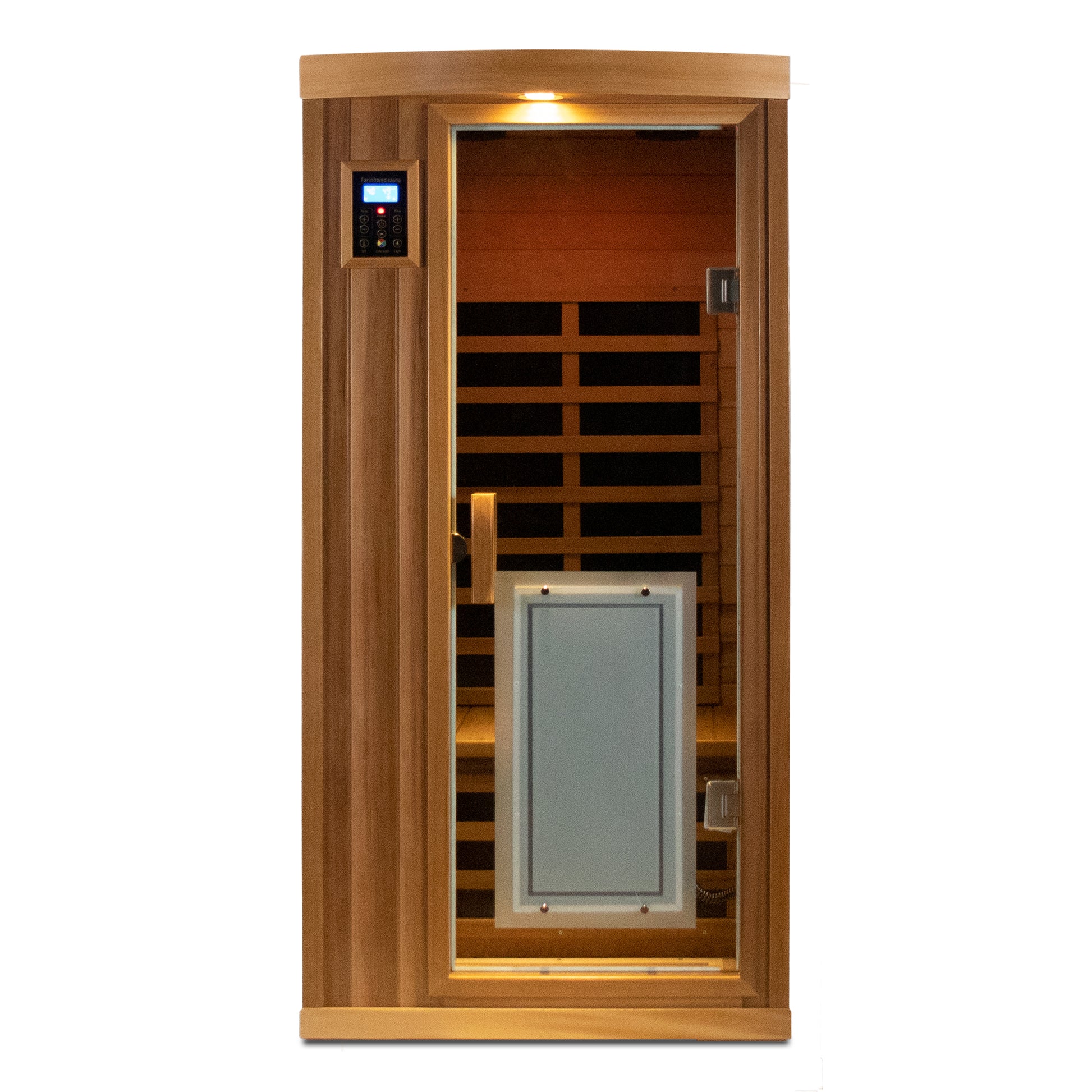 Low Emf One Person Far Infrared Red Cedar Deluxe Indoor Sauna Room Bean Paste Red Metal & Wood,Wood Glass