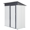 Xwt016 Garden Metal Storage Lifter Shed Gray White 5X3X6Ft Outdoor Storing Tools Rainproof Hinge Door Version Grey Metal