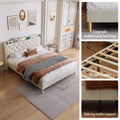 Queen Size Bed, Mesh Backboard Beautiful, With Led Lights, Cotton And Linen Fabric, Frame Stability, Easy To Assemble,Light Gray Queen Light Gray Mdf Acacia