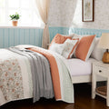6 Piece Cotton Percale Quilt Set With Throw Pillows Coral Full Queen Full Coral Polyester