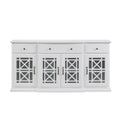 Classic Fretwork Detailed Glass Door Sideboard White White Mdf