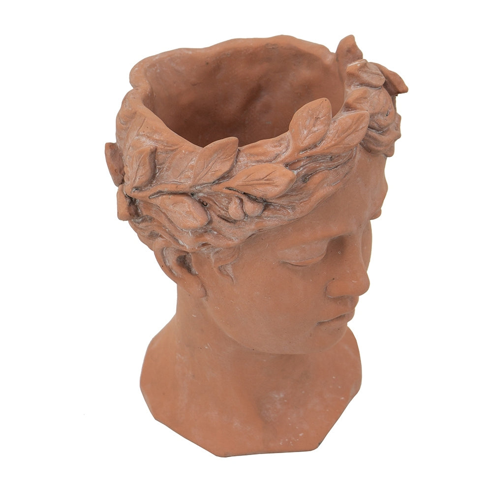 D7X11" Visage Head Bust Planter, Brown Brown Garden & Outdoor Cement