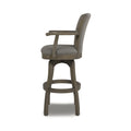 Williams 31 Swivel Bar Stool With Armrests, Heathered Grey Linen Gray Foam Linen
