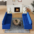 Roma 67.7'' 3 Seater Sofa Couch For Living Room, Modern Sofa,Small Couches For Small Spaces,Upholstered 3 Seater Couch For Bedroom, Apartment, Home Office, Tool Free Assembly,Blue Blue Velvet Wood