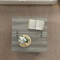 Homcom Farmhouse Coffee Table, Square Coffee Table With Storage For Living Room, Center Table With Hinged Flip Lift Top And Hidden Space, Distressed Gray Gray Particle Board