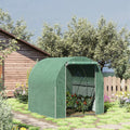 Outsunny 6' X 6' X 6' Tunnel Greenhouse Outdoor Walk In Hot House With Roll Up Plastic Cover And Zippered Door, Steel Frame, Green Green Steel