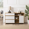 Contemporary Detailed Door Sideboard With Open Storage Coastal Oak Solid White Light Brown Mdf Mdf