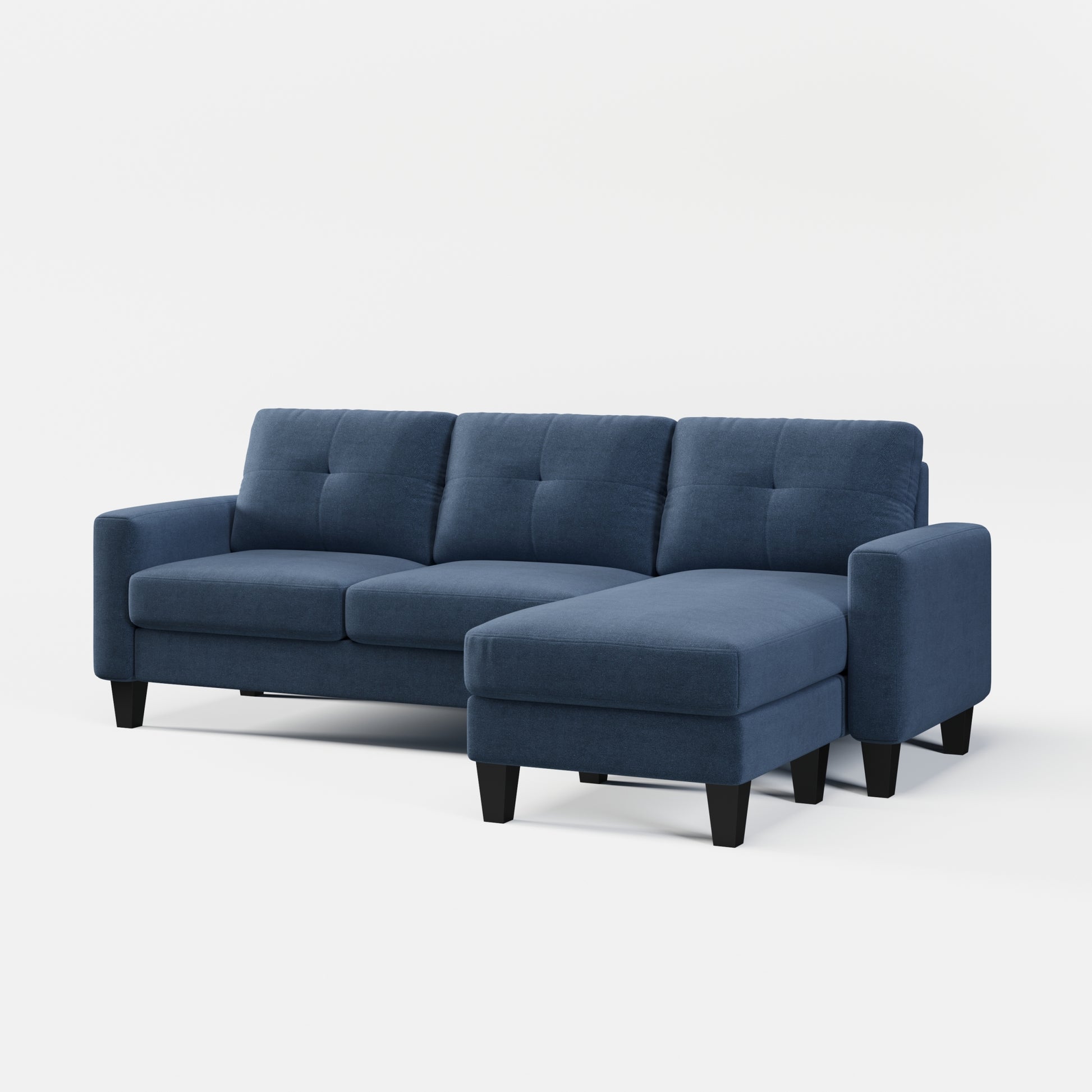 Living Room Furniture With Polyester Fabric L Shape Couch Corner Sofa For Small Space Blue Blue Foam Polyester 3 Seat