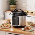 9 In 1 Electric Pressure Cooker 8 Quart, Steamer, Yogurt Maker, Warmer & Sterilizer, Saute, Slow Cooker, Rice Cooker, Egg Cooker, Multi Functional Smart Pot, Stainless Steel Black Stainless Steel