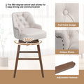 Coolmore Bar Stools Set Of 2 Counter Height Chairs With Footrest For Kitchen, Dining Room And 360 Degree Solid Wood Legs Swivel Bar Stools Set Of 2 Beige Linen Beige Foam Linen