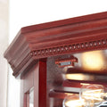 Corner Curio Cabinet With Lights, Adjustable Tempered Glass Shelves, Mirrored Back, Display Cabinet,Cherry E26 Light Bulb Not Included Cherry Mdf