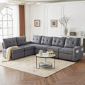 Velvet Modular Combination Sofa With Storage, Living Room Combination Sleeper Sofa Gray Gray Wood Primary Living Space Cushion Back Extra Heavy Duty Modern Foam Velvet 6 Seat