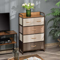 Homcom 5 Drawer Dresser, Fabric Drawers, 4 Tier Storage Organizer For Bedroom Entryway, Tower Unit With Steel Frame Wooden Top, Maple Wood Brown Mdf