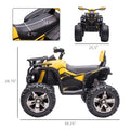 Aosom 12V Kids Atv Ride On Four Wheeler Toy Car With Music, Realistic Headlights, Wide Wheels, Rechargeable Battery Powered, For Boys And Girls, Yellow Yellow Steel