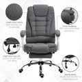 Vinsetto Executive Office Chair With Footrest, Linen Fabric Computer Chair Dark Grey Polyester