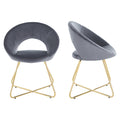 Modern Accent Velvet Chairs Set Of 2 Dining Chairs Single Sofa Comfy Upholstered Arm Chair Living Room Furniture Mid Century Leisure Lounge Chairs With Golden Metal Frame Legs Grey Velvet