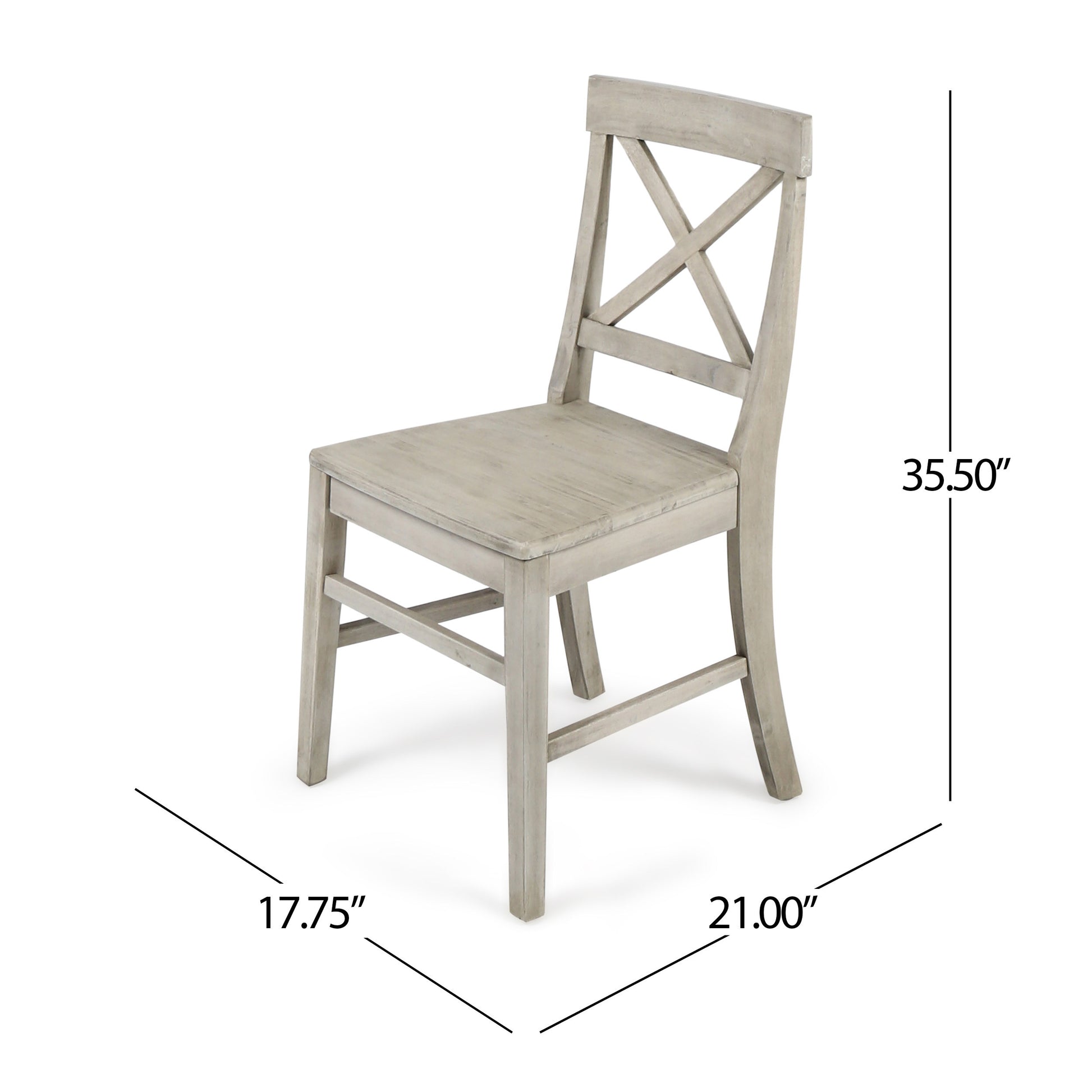 Roshan Farmhouse Acacia Wood Dining Chairs, Light Grey Wash Set Of 2 Grey Acacia Wood