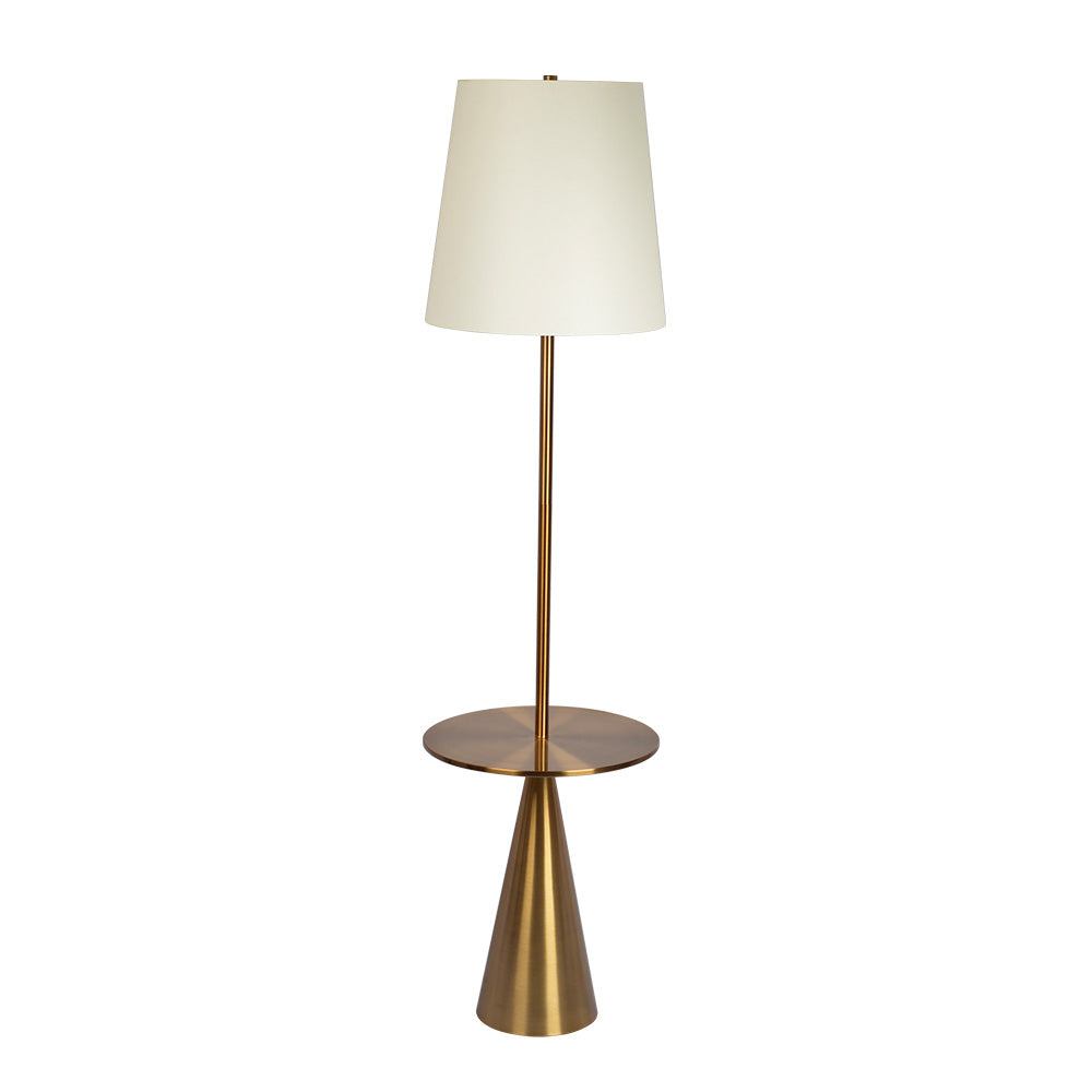 Celestial Modern Floor Lamp With Brass Accent Table With Large White Shade Gold,White Linen,Metal