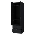 Tall Mayer Wardrobe In Melamine With Two Doors And Two Drawers Black Bedroom Contemporary Particle Board Melamine