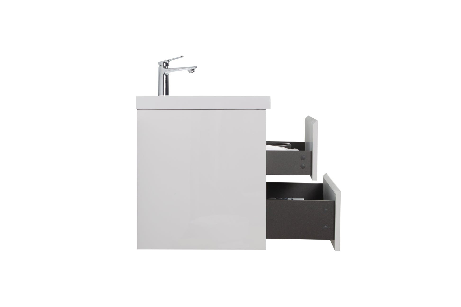 24" Floating Bathroom Vanity With Sink, Modern Wall Mounted Bathroom Storage Vanity Cabinet With Resin Top Basin And Soft Close Drawers, Glossy White 24V11 24Gw White Mdf