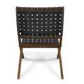 Huntsville Outdoor Foldable 2 Seater Acacia Wood Chat Set With Strapping Belt Accents, Brown And Gray Complete Patio Set Brown Gray Seats 2 Garden & Outdoor 2 Person Seating Group Acacia Wood,Wicker