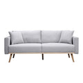 Mico 75 Inch Modern Sofa, Usb Charging Ports And Side Pocket, Light Gray Gray Solid Wood 3 Seat