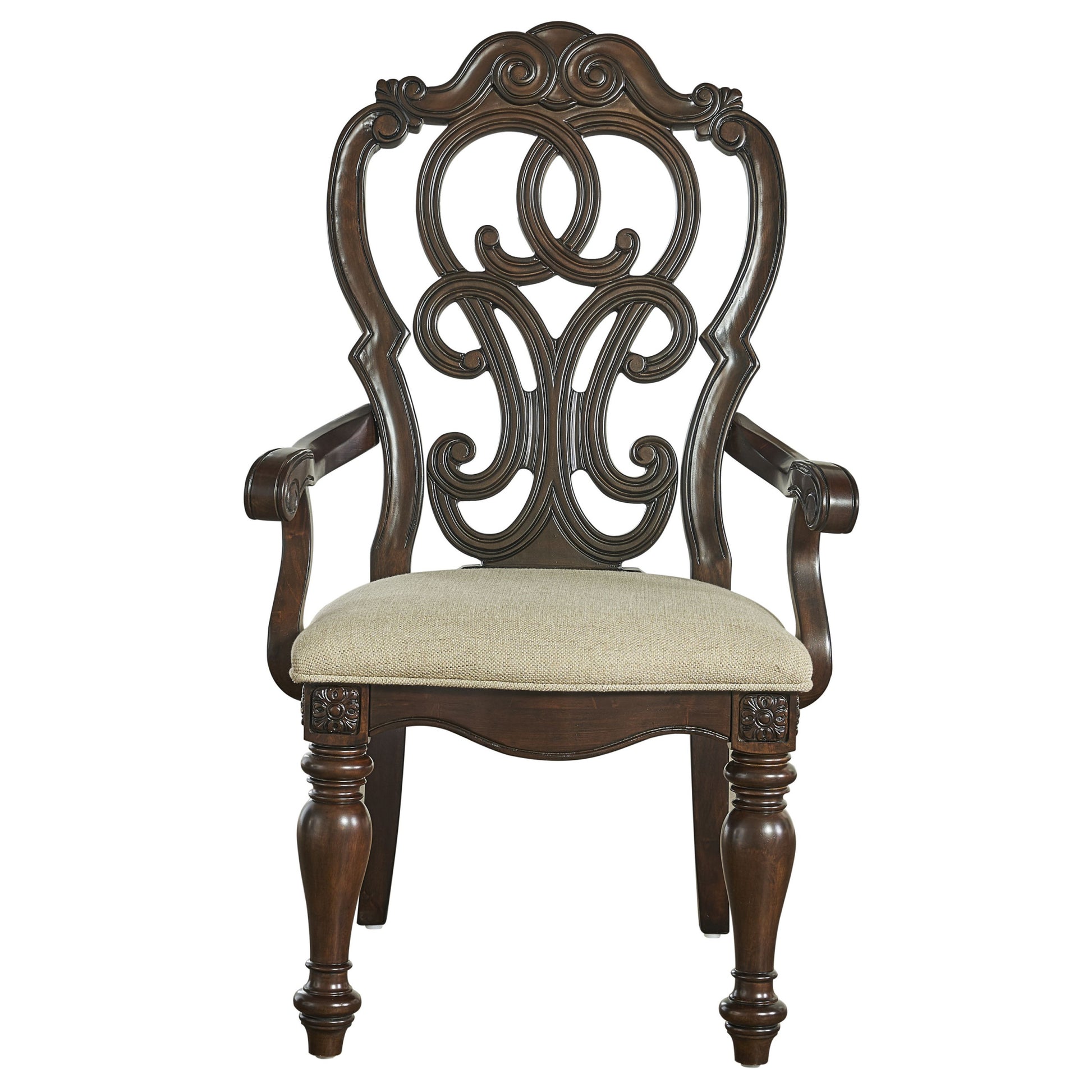Royale 9 Piece Dining Set Dining Table, 6 Side Chairs, 2 Arm Chairs Brown Brown Fabric