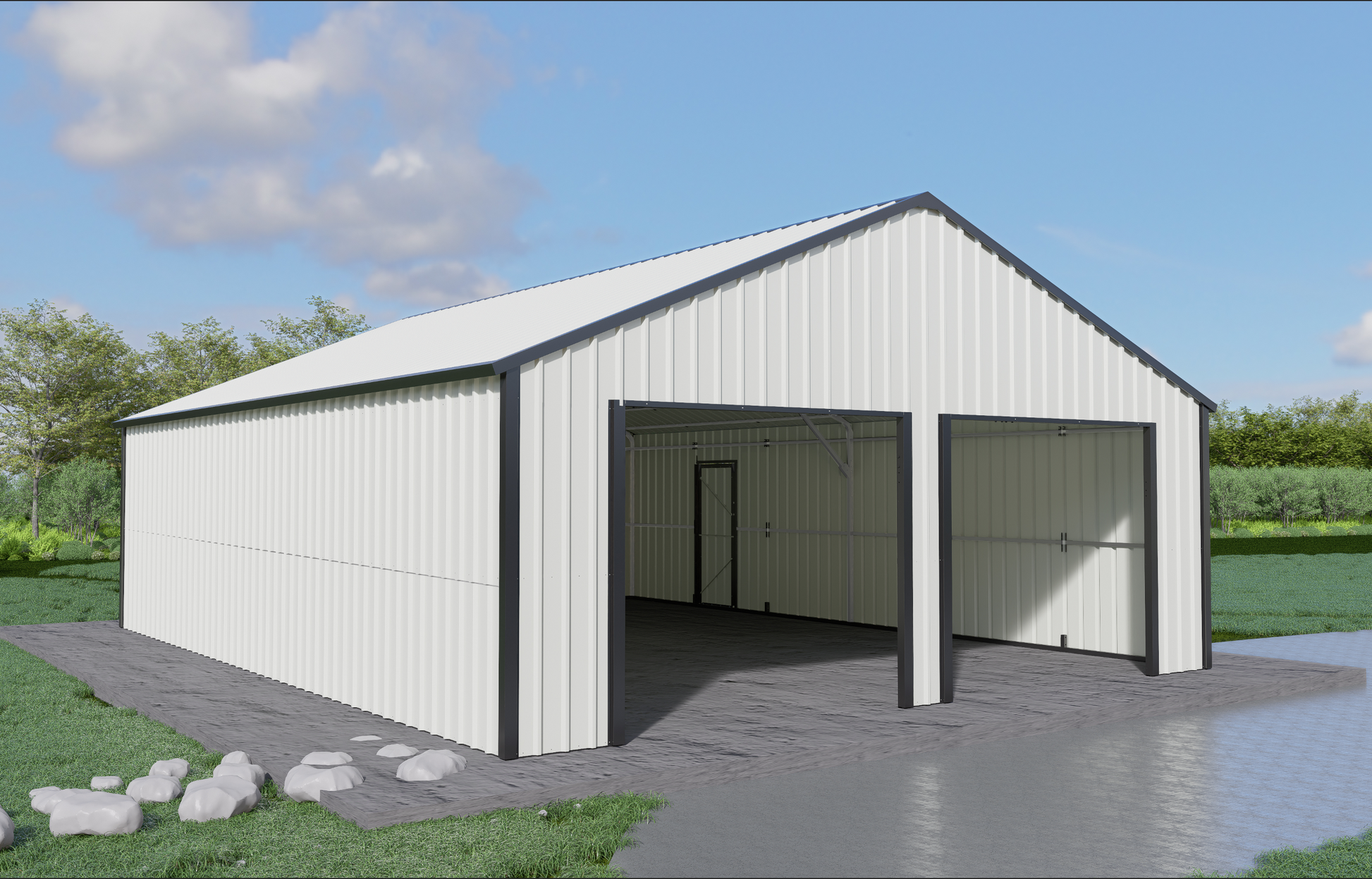 25 X 33 Ft Double Garage Metal Shed With Side Entry Door White Garden & Outdoor Metal